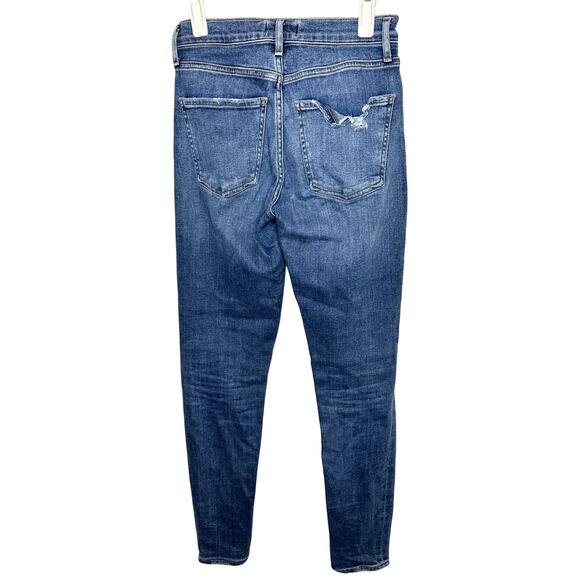 AGOLDE Sophie Tame Dark Wash Distressed Mid Rise Skinny Ankle Denim Jeans - Picture 5 of 8